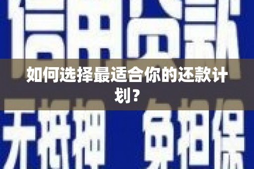 溪州如何选择最适合你的还款计划？