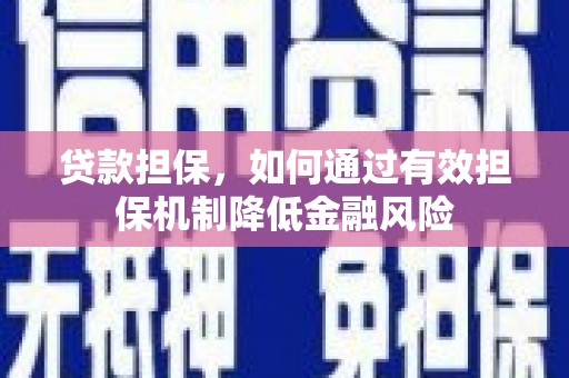 溪州贷款担保，如何通过有效担保机制降低金融风险